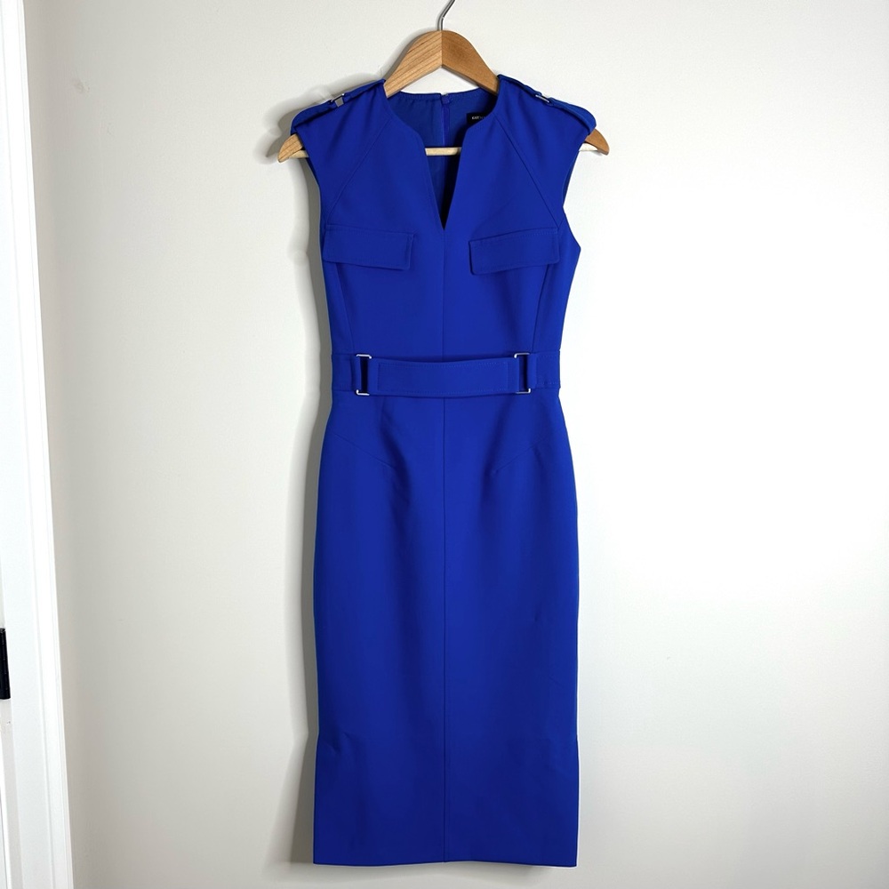 Blue Midi Business Casual Pencil Dress